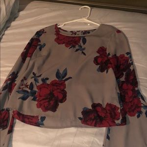 Grey Floral Blouse